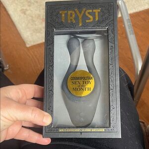 Tryst Dual-Ended Silicone Massager in Charcoal Gray with Gold Accents